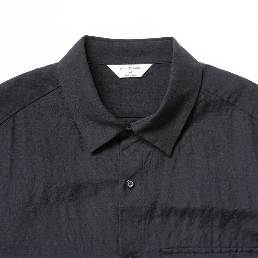 STILL BY HAND スティルバイハンド / SH03254 - NAVY ウール／リネン レギュラーカラーシャツ | STILL BY HAND | 02
