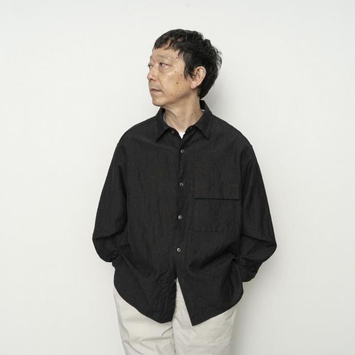 STILL BY HAND スティルバイハンド / SH03254 - NAVY ウール／リネン レギュラーカラーシャツ | STILL BY HAND | 04