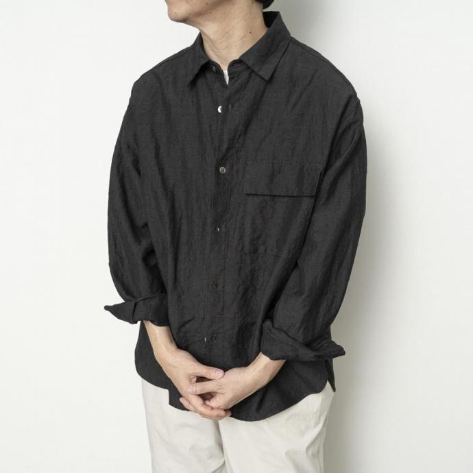 STILL BY HAND スティルバイハンド / SH03254 - NAVY ウール／リネン レギュラーカラーシャツ | STILL BY HAND | 05