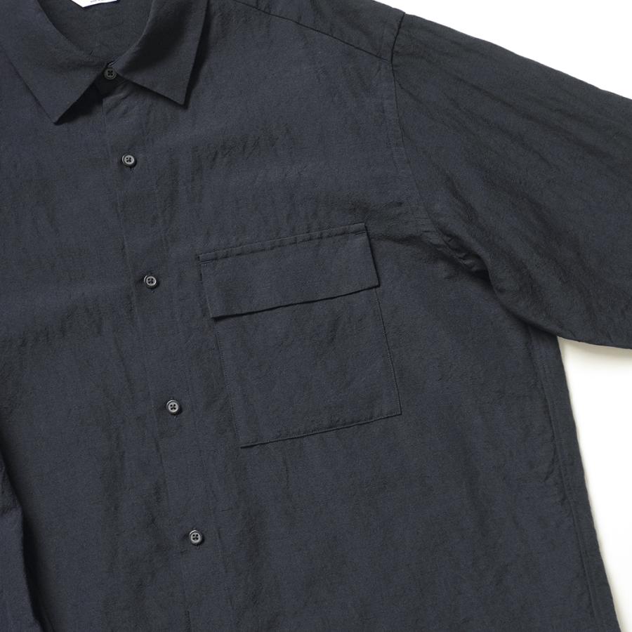 STILL BY HAND スティルバイハンド / SH03254 - NAVY ウール／リネン レギュラーカラーシャツ | STILL BY HAND | 03