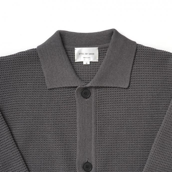 STILL BY HAND スティルバイハンド / KN01261 - BROWN CHARCOAL ペーパー混 ニットブルゾン Paper mixed knitted blouson | STILL BY HAND | 02