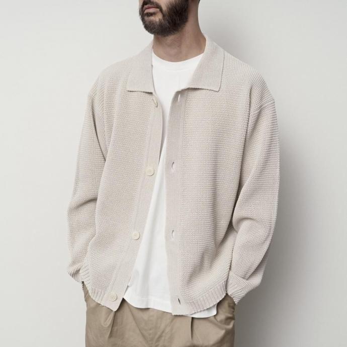 STILL BY HAND スティルバイハンド / KN01261 - BROWN CHARCOAL ペーパー混 ニットブルゾン Paper mixed knitted blouson | STILL BY HAND | 05