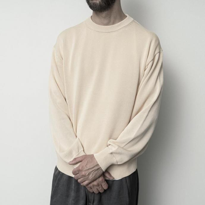 STILL BY HAND スティルバイハンド / KN04261 - NATURAL ミドルゲージ コットンセーター 10G cotton sweater | STILL BY HAND | 04
