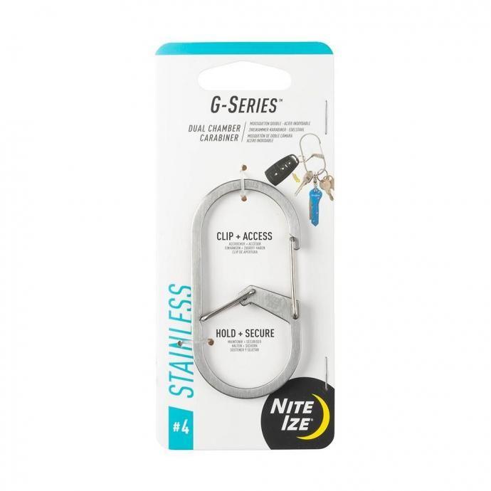 NITE IZE ナイトアイズ / Gカラビナー ステンレスシルバー #4 G-Series Dual Chamber Carabiner | NITE IZE