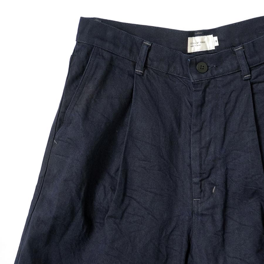 STILL BY HAND スティルバイハンド / DN03261 - DARK NAVY 11.5オンス ディープタック デニムパンツ 11.5oz deep tuck denim pants | STILL BY HAND | 02
