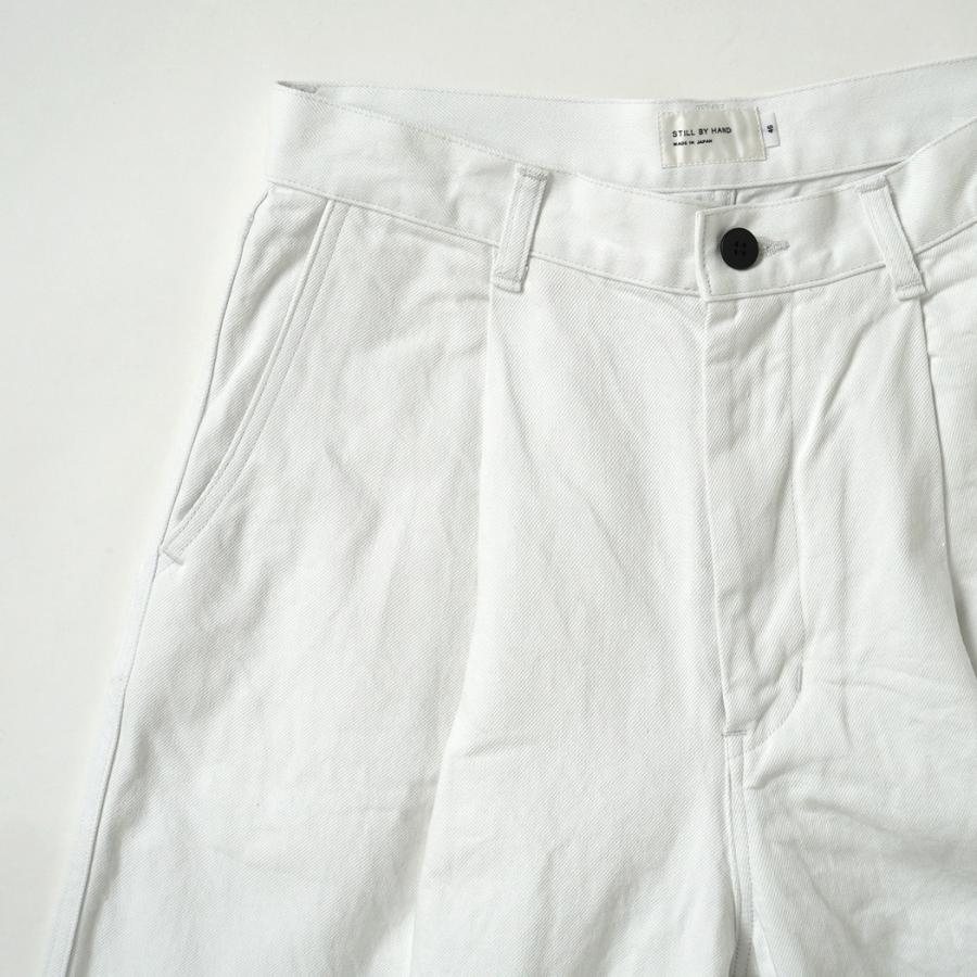 STILL BY HAND スティルバイハンド / DN03261 - ASH WHITE 11.5オンス ディープタック デニムパンツ 11.5oz deep tuck denim pants | STILL BY HAND | 02