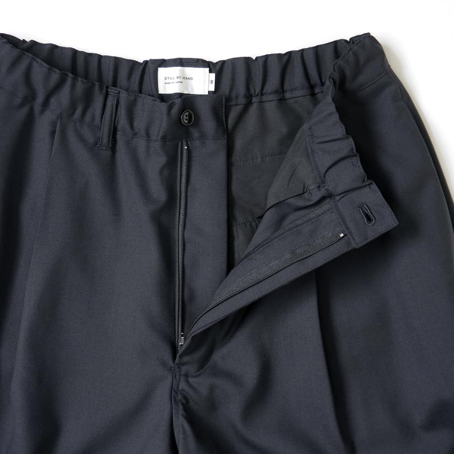 STILL BY HAND スティルバイハンド / PT09261 - BLACK NAVY サマーウール ワイドパンツ Summer wool wide pants | STILL BY HAND | 04
