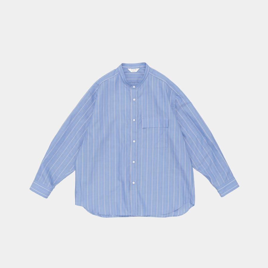 STILL BY HAND スティルバイハンド / SH09261 - BLUE STRIPE コットン／ラミー バンドカラーシャツ Cotton/ramie band collar shirt | STILL BY HAND