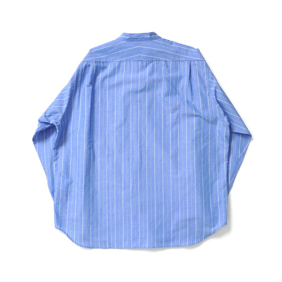 STILL BY HAND スティルバイハンド / SH09261 - BLUE STRIPE コットン／ラミー バンドカラーシャツ Cotton/ramie band collar shirt | STILL BY HAND | 01