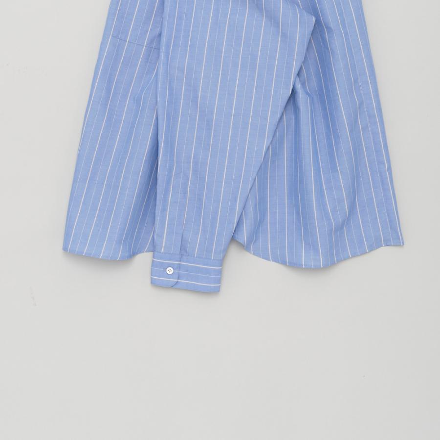 STILL BY HAND スティルバイハンド / SH09261 - NAVY STRIPE コットン／ラミー バンドカラーシャツ Cotton/ramie band collar shirt | STILL BY HAND | 03