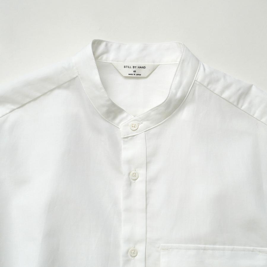STILL BY HAND スティルバイハンド / SH09261 - WHITE コットン／ラミー バンドカラーシャツ Cotton/ramie band collar shirt | STILL BY HAND | 02