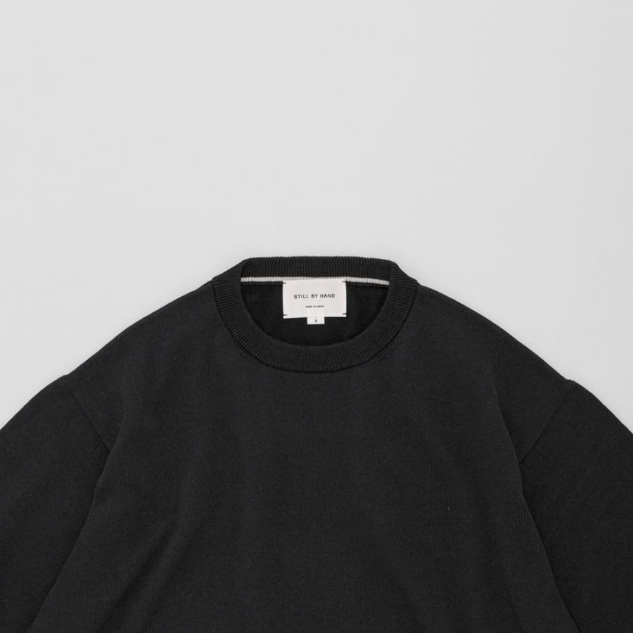 STILL BY HAND / KN02261 - INK BLACK 半袖ニットTシャツ Half sleeve knit t-shirt | STILL BY HAND | 01