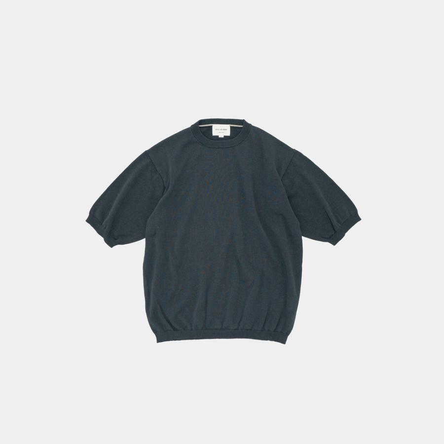 STILL BY HAND / KN02261 - TEAL BLUE 半袖ニットTシャツ Half sleeve knit t-shirt | STILL BY HAND