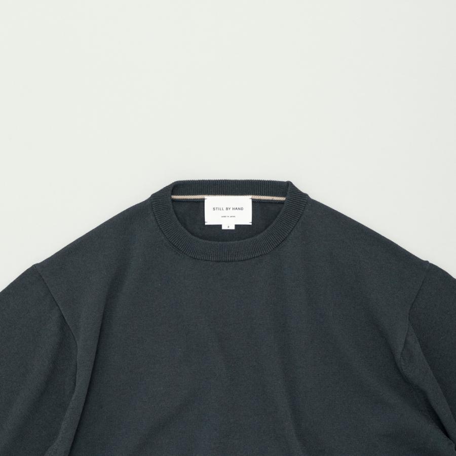 STILL BY HAND / KN02261 - TEAL BLUE 半袖ニットTシャツ Half sleeve knit t-shirt | STILL BY HAND | 01