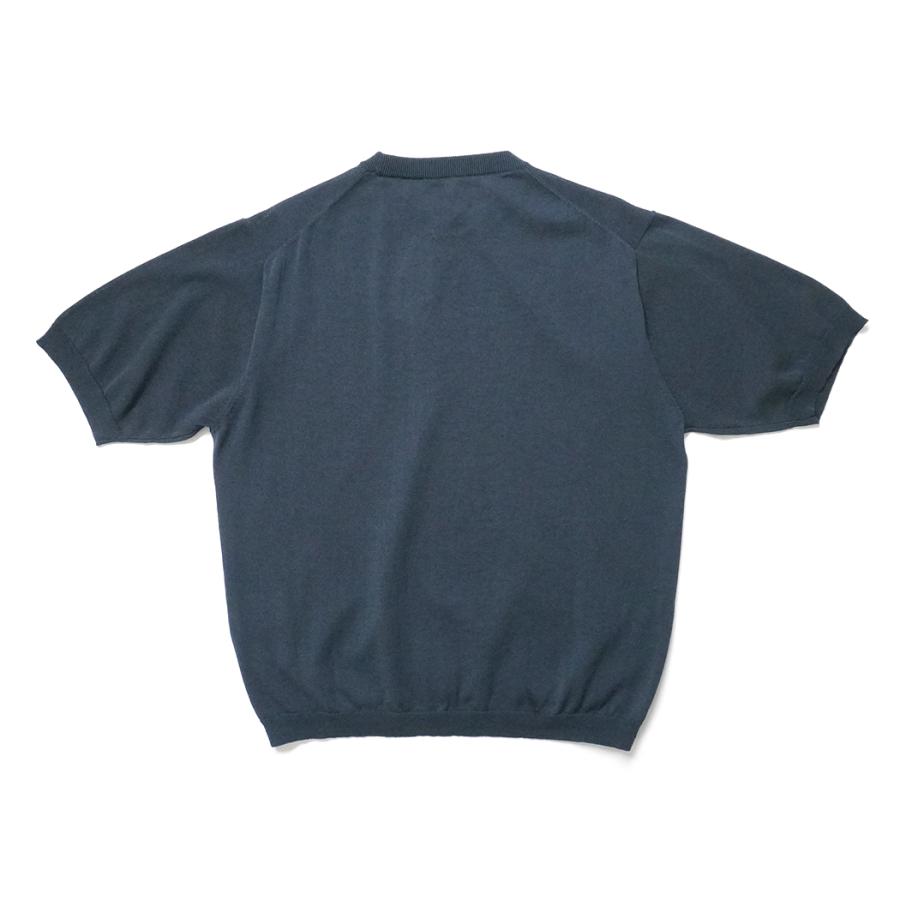 STILL BY HAND / KN02261 - TEAL BLUE 半袖ニットTシャツ Half sleeve knit t-shirt | STILL BY HAND | 01