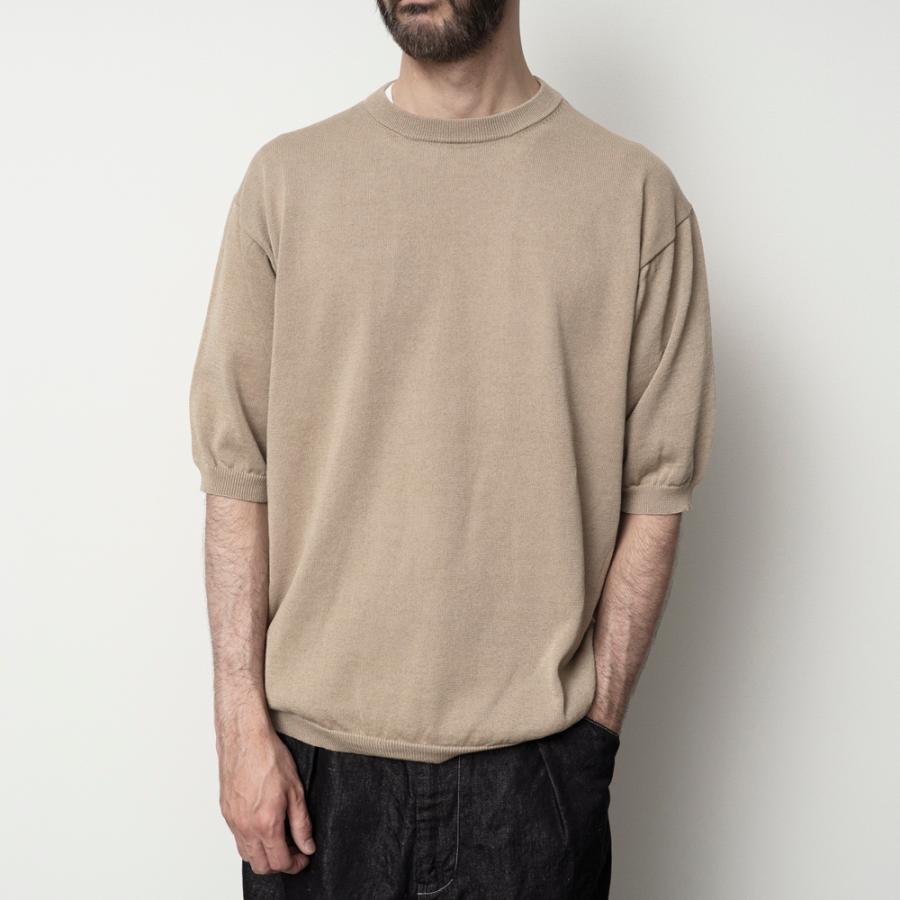 STILL BY HAND / KN02261 - TEAL BLUE 半袖ニットTシャツ Half sleeve knit t-shirt | STILL BY HAND | 02