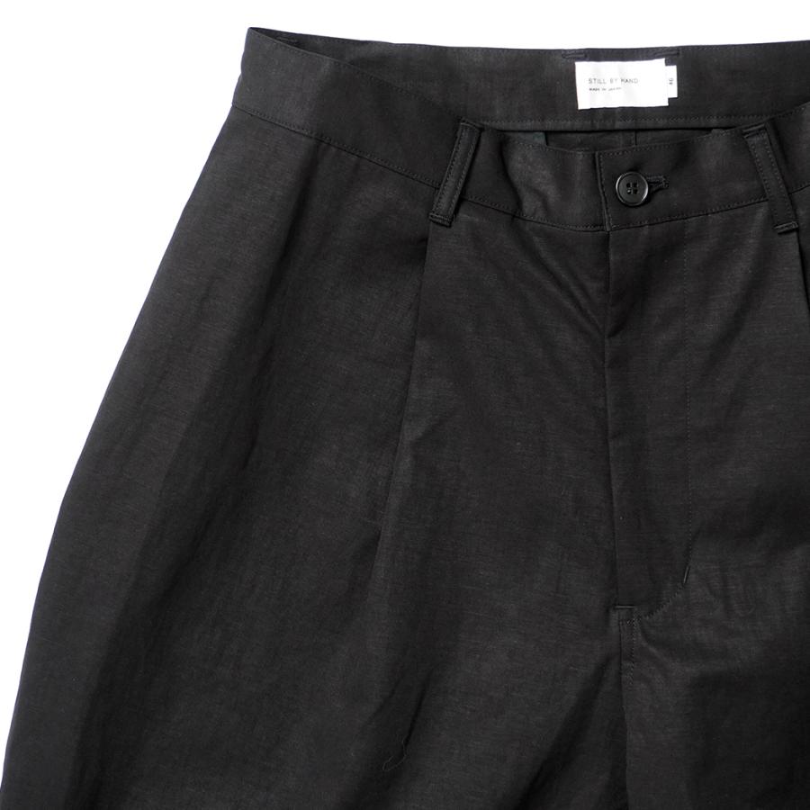 STILL BY HAND スティルバイハンド / PT10261 - BLACK リネン混 ワイドショーツ Linen mixed wide shorts | STILL BY HAND | 02