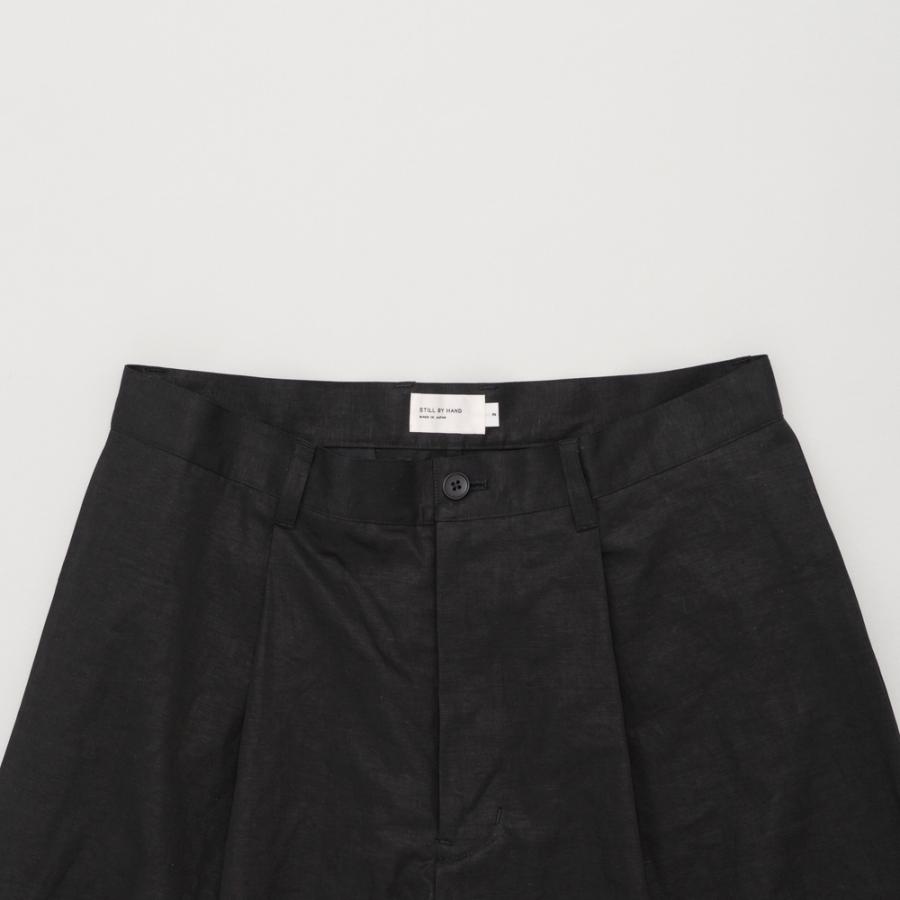 STILL BY HAND スティルバイハンド / PT10261 - BLACK リネン混 ワイドショーツ Linen mixed wide shorts | STILL BY HAND | 01
