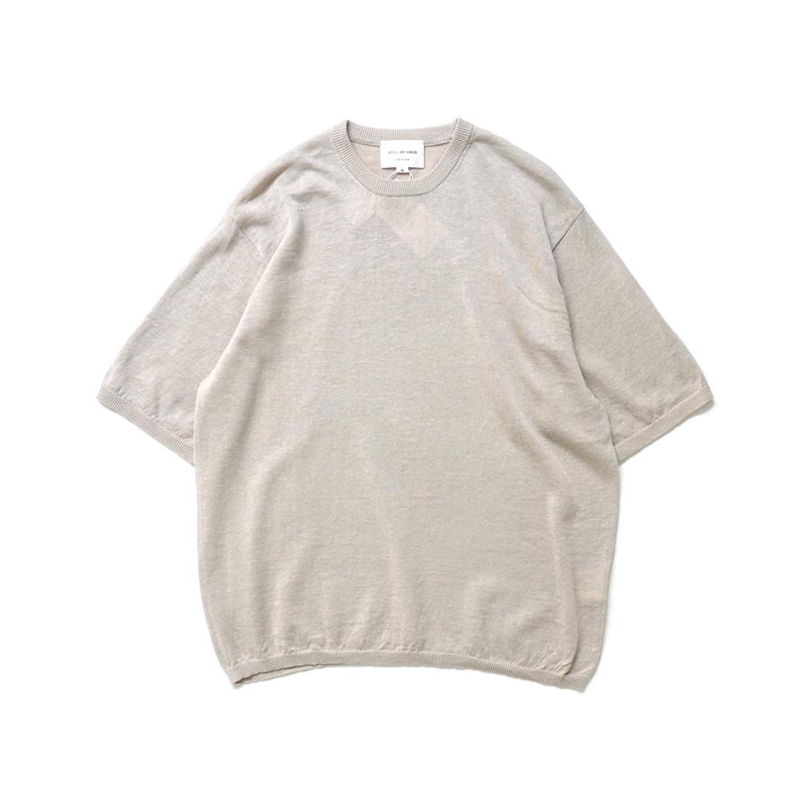 STILL BY HAND / KN03262 - TAUPE リネン混 半袖ニットTシャツ | STILL BY HAND