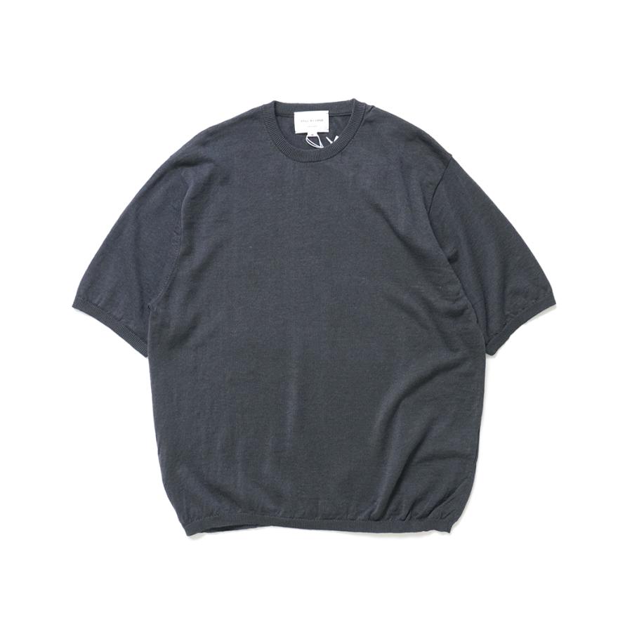 STILL BY HAND / KN03262 - BLUE GREY リネン混 半袖ニットTシャツ | STILL BY HAND