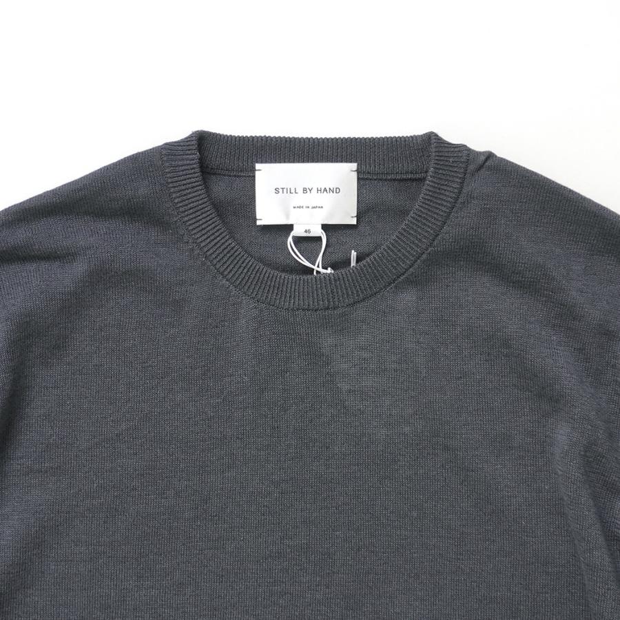 STILL BY HAND / KN03262 - BLUE GREY リネン混 半袖ニットTシャツ | STILL BY HAND | 02