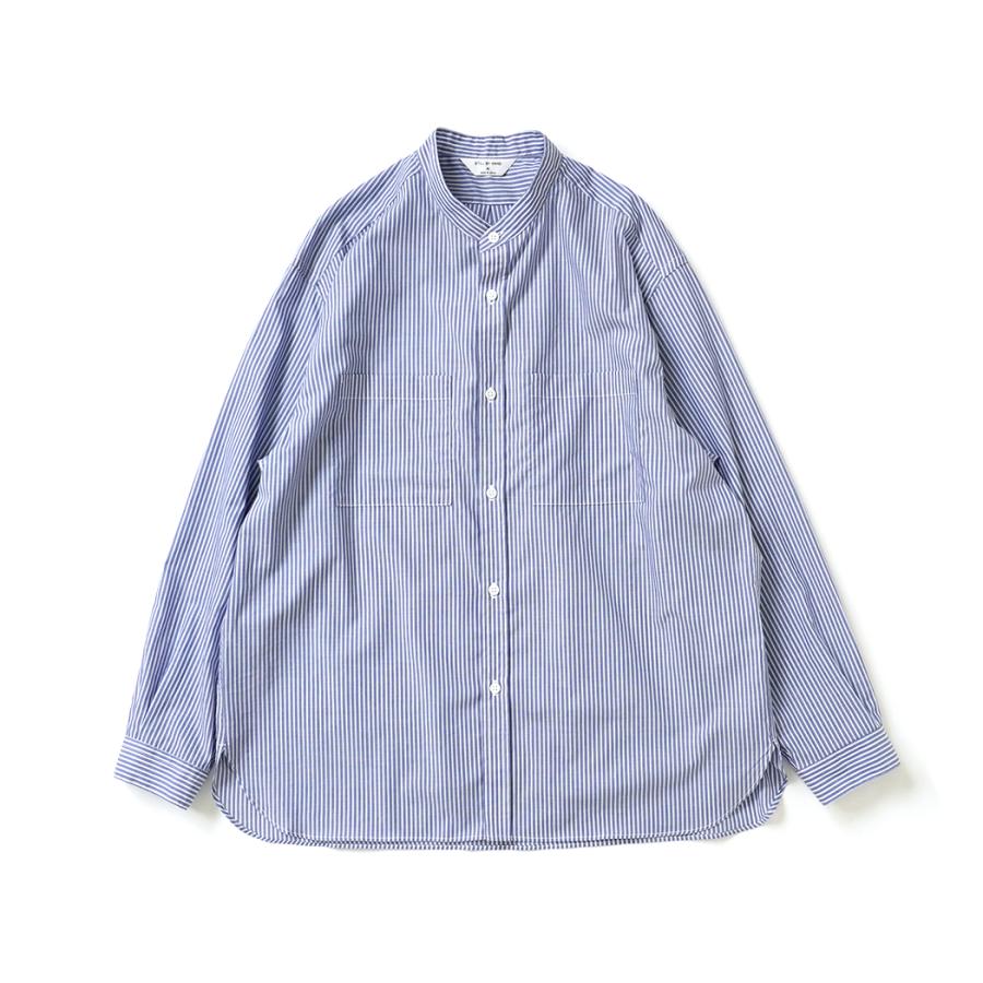 STILL BY HAND スティルバイハンド / SH10262 - NAVY ストライプ バンドカラーシャツ | STILL BY HAND