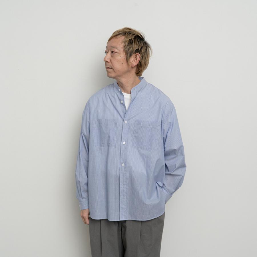 STILL BY HAND スティルバイハンド / SH10262 - NAVY ストライプ バンドカラーシャツ | STILL BY HAND | 06