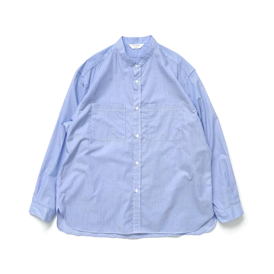 STILL BY HAND スティルバイハンド / SH10262 - SAX BLUE ストライプ バンドカラーシャツ | STILL BY HAND