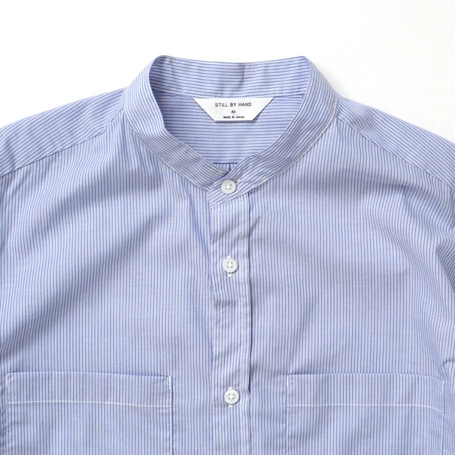 STILL BY HAND スティルバイハンド / SH10262 - SAX BLUE ストライプ バンドカラーシャツ | STILL BY HAND | 02