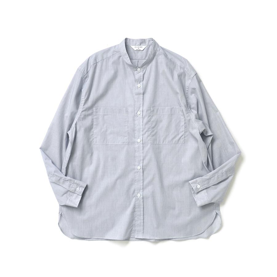 STILL BY HAND スティルバイハンド / SH10262 - GREY ストライプ バンドカラーシャツ | STILL BY HAND