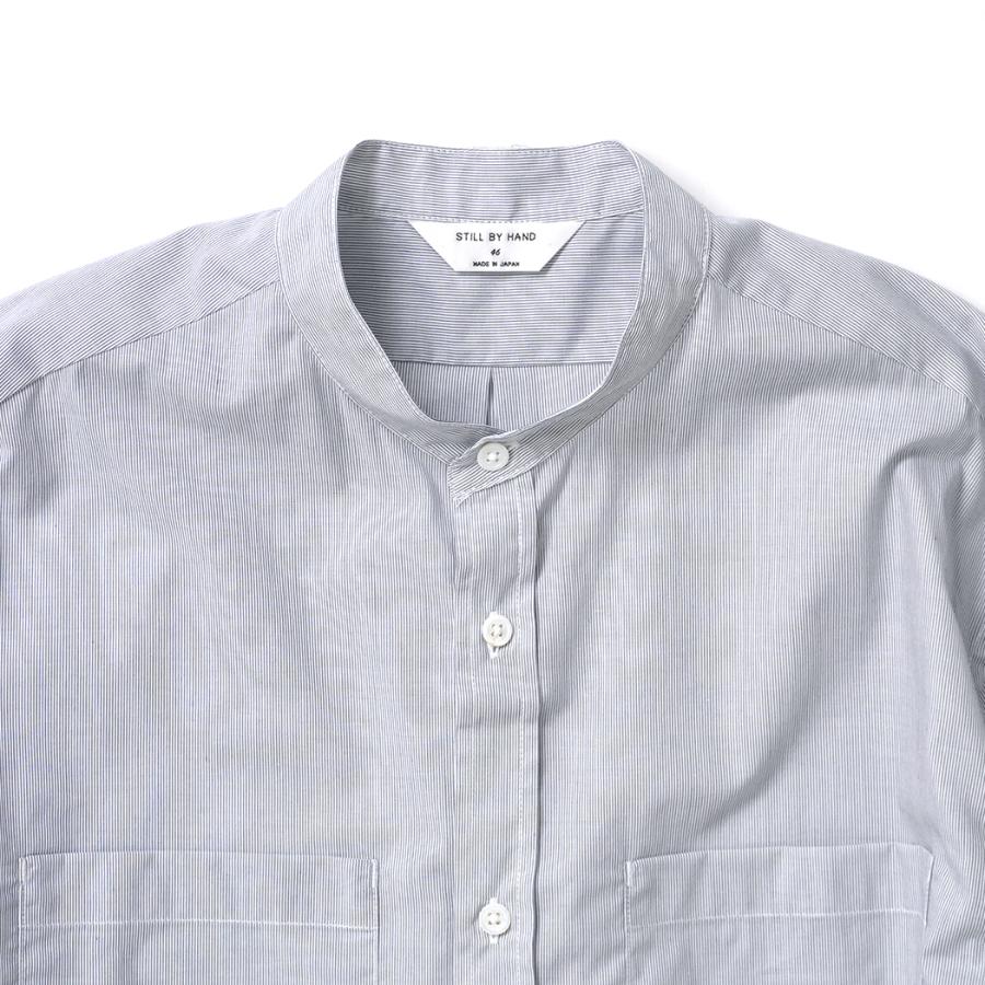 STILL BY HAND スティルバイハンド / SH10262 - GREY ストライプ バンドカラーシャツ | STILL BY HAND | 02