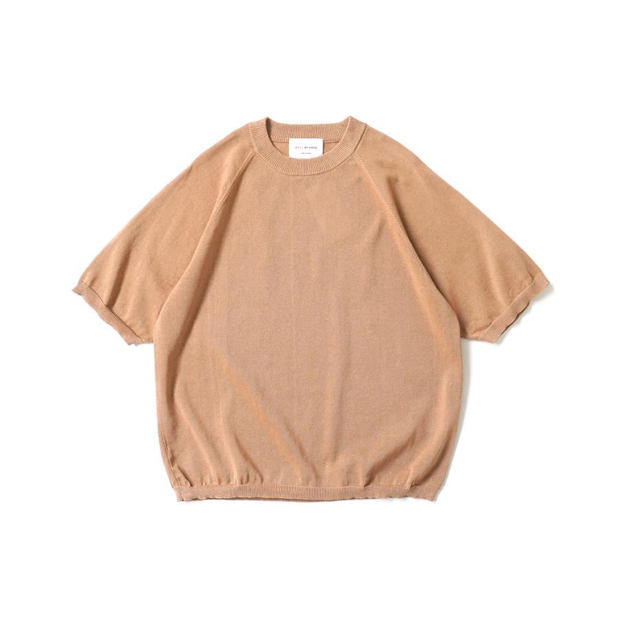STILL BY HAND スティルバイハンド / KN02262 - PALE ORANGE 和紙混 半袖ニットTシャツ | STILL BY HAND