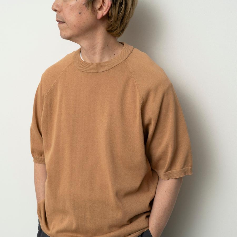 STILL BY HAND スティルバイハンド / KN02262 - PALE ORANGE 和紙混 半袖ニットTシャツ | STILL BY HAND | 06