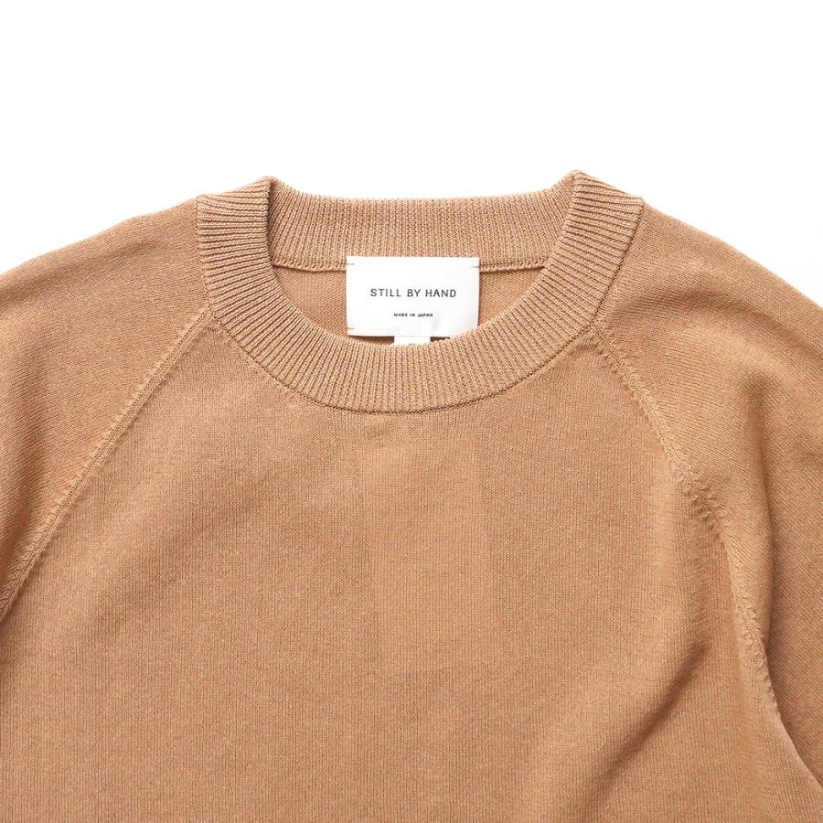 STILL BY HAND スティルバイハンド / KN02262 - PALE ORANGE 和紙混 半袖ニットTシャツ | STILL BY HAND | 02
