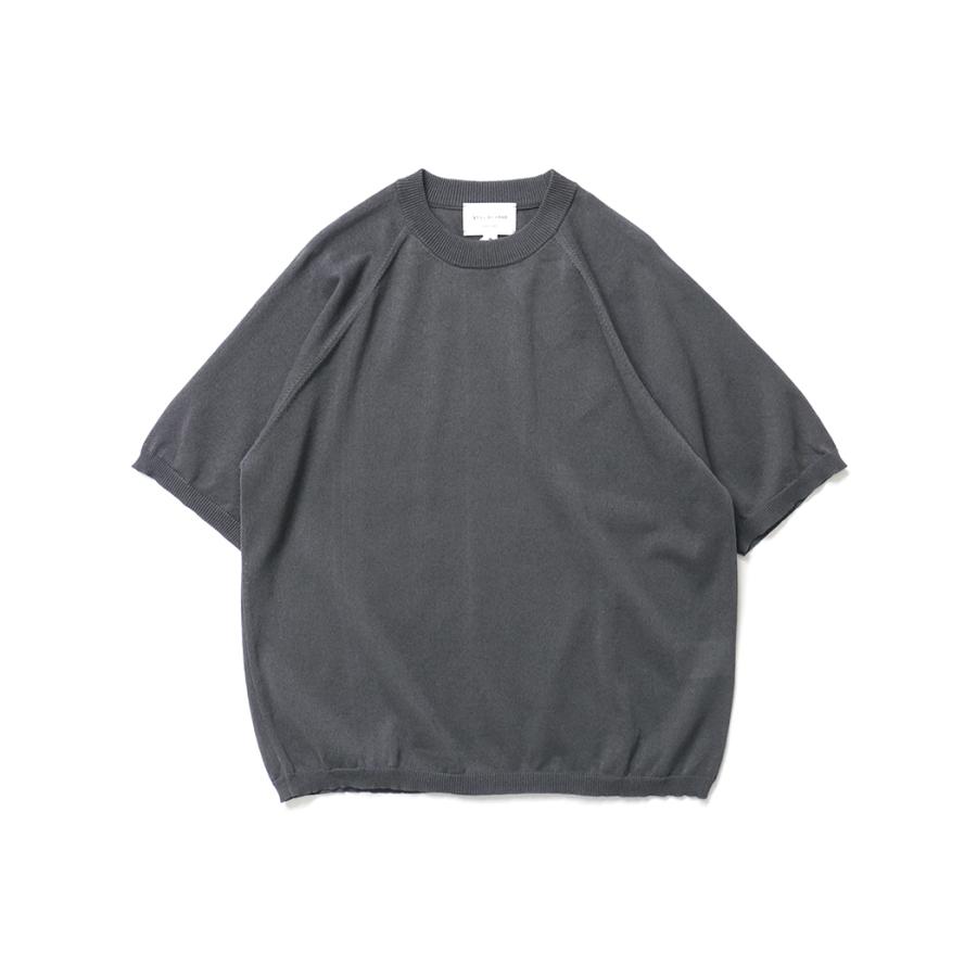 STILL BY HAND スティルバイハンド / KN02262 - BLUE GREY 和紙混 半袖ニットTシャツ | STILL BY HAND