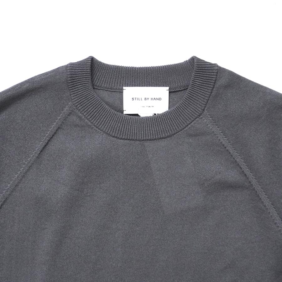 STILL BY HAND スティルバイハンド / KN02262 - BLUE GREY 和紙混 半袖ニットTシャツ | STILL BY HAND | 02