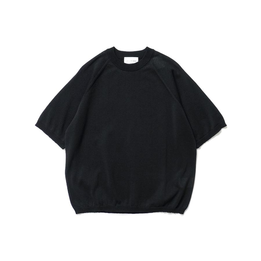 STILL BY HAND スティルバイハンド / KN02262 - INK BLACK 和紙混 半袖ニットTシャツ | STILL BY HAND