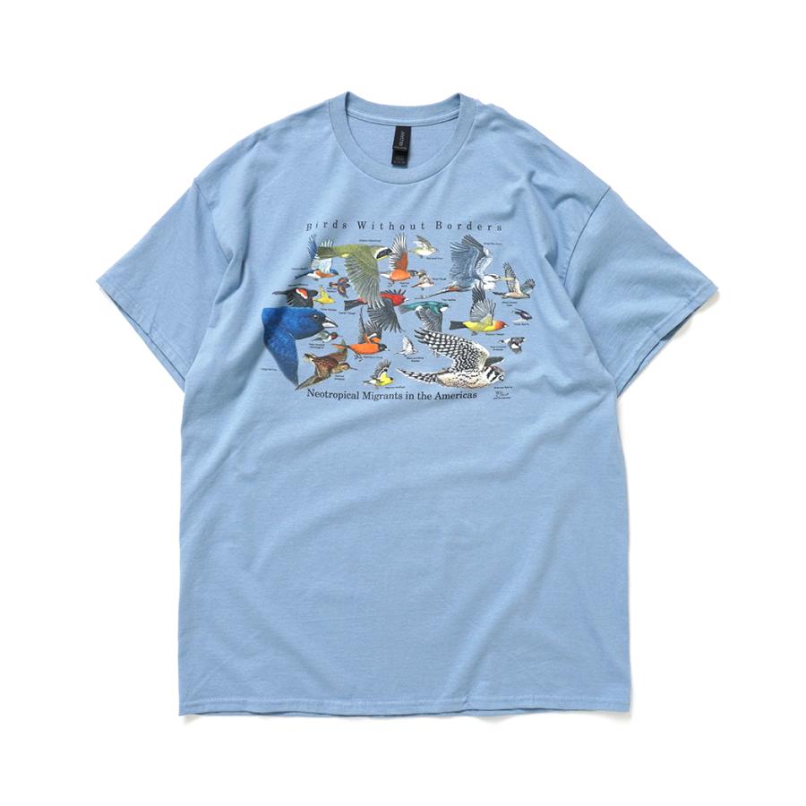 Atlas Screen Printing / Birds Without Borders 渡り鳥 プリントTシャツ - Stone Blue ストーンブルー Wild Cotton Tee | 