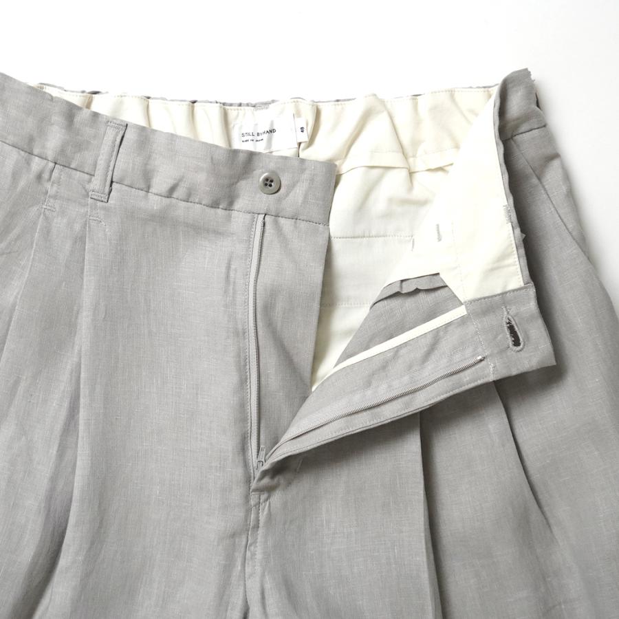 STILL BY HAND スティルバイハンド / PT02262 - TAUPE リネン ディープタックパンツ | STILL BY HAND | 04