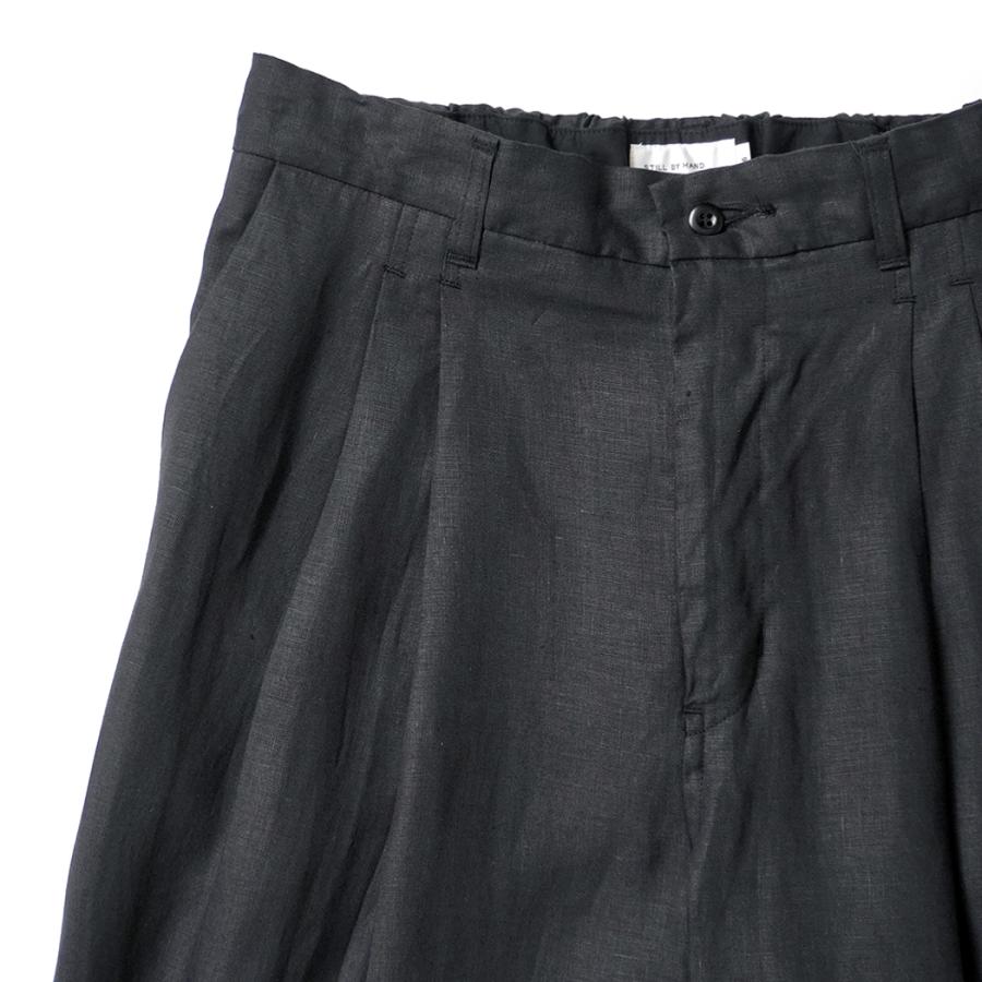 STILL BY HAND スティルバイハンド / PT02262 - CHARCOAL リネン ディープタックパンツ | STILL BY HAND | 02