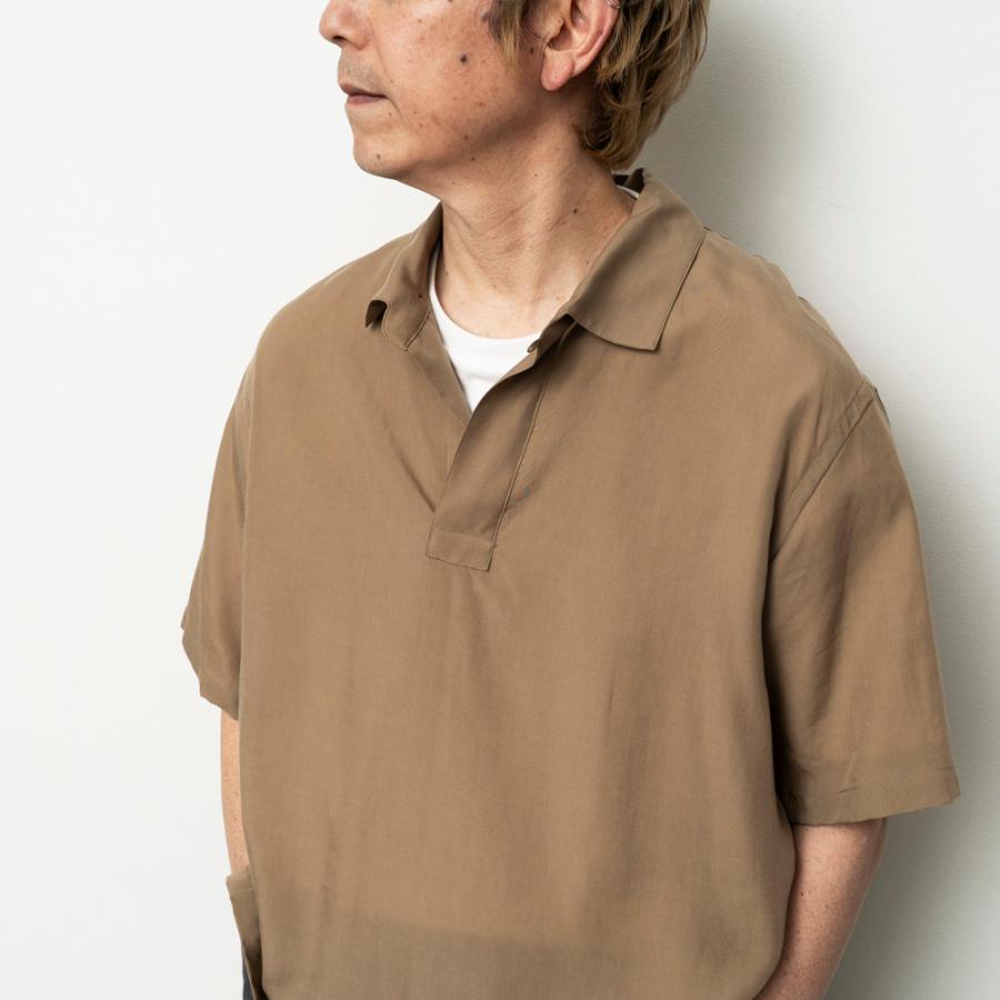 STILL BY HAND スティルバイハンド / SH07262 - BEIGE リヨセル素材 半袖スキッパーシャツ | STILL BY HAND | 05