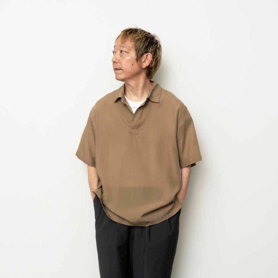 STILL BY HAND スティルバイハンド / SH07262 - BEIGE リヨセル素材 半袖スキッパーシャツ | STILL BY HAND | 04