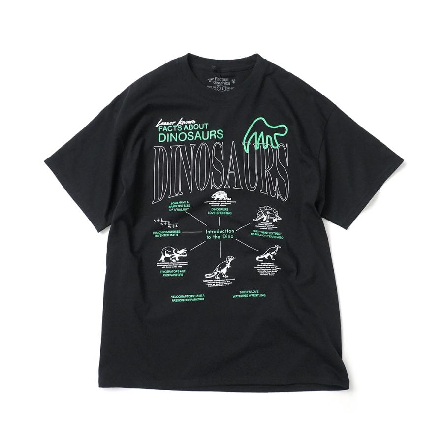 Factual Graphics / Facts About Dinosaurs ファクチュアル グラフィックス ダイナソーズ Tシャツ 恐竜 ブラック | 