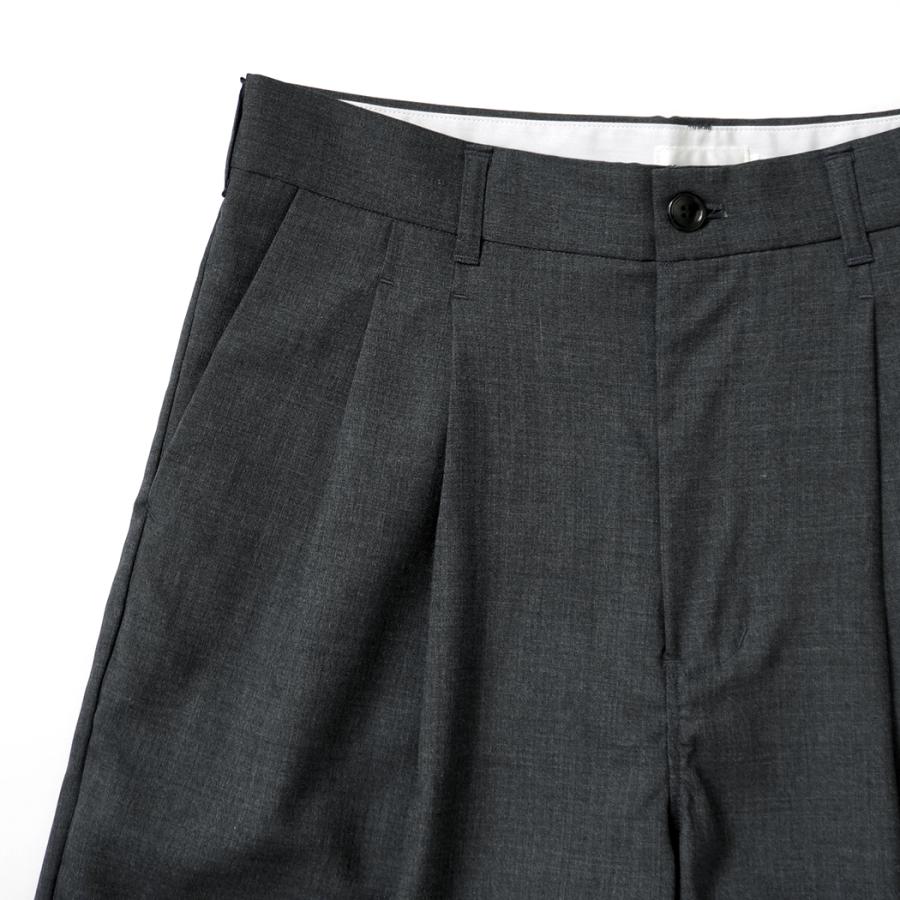 STILL BY HAND スティルバイハンド / PT10262 - CHARCOAL サマーウール 2タックショーツ | STILL BY HAND | 02