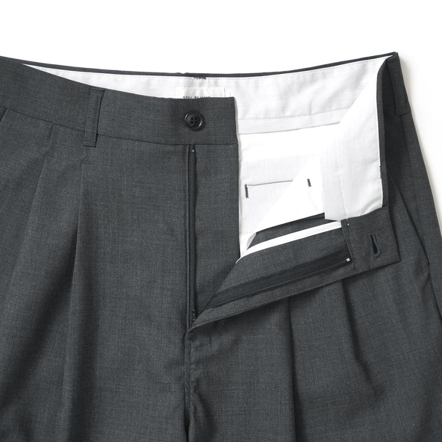STILL BY HAND スティルバイハンド / PT10262 - CHARCOAL サマーウール 2タックショーツ | STILL BY HAND | 04