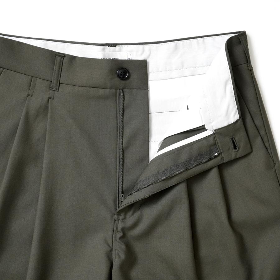 STILL BY HAND スティルバイハンド / PT10262 - OLIVE サマーウール 2タックショーツ | STILL BY HAND | 04