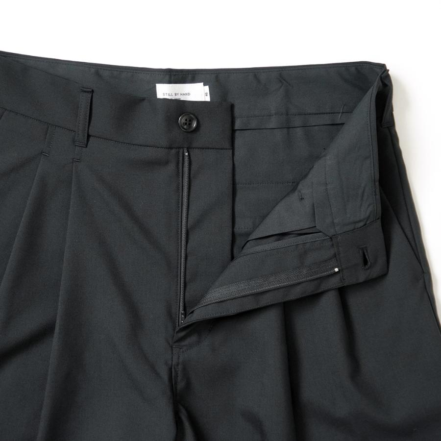 STILL BY HAND スティルバイハンド / PT10262 - BLACK サマーウール 2タックショーツ | STILL BY HAND | 04