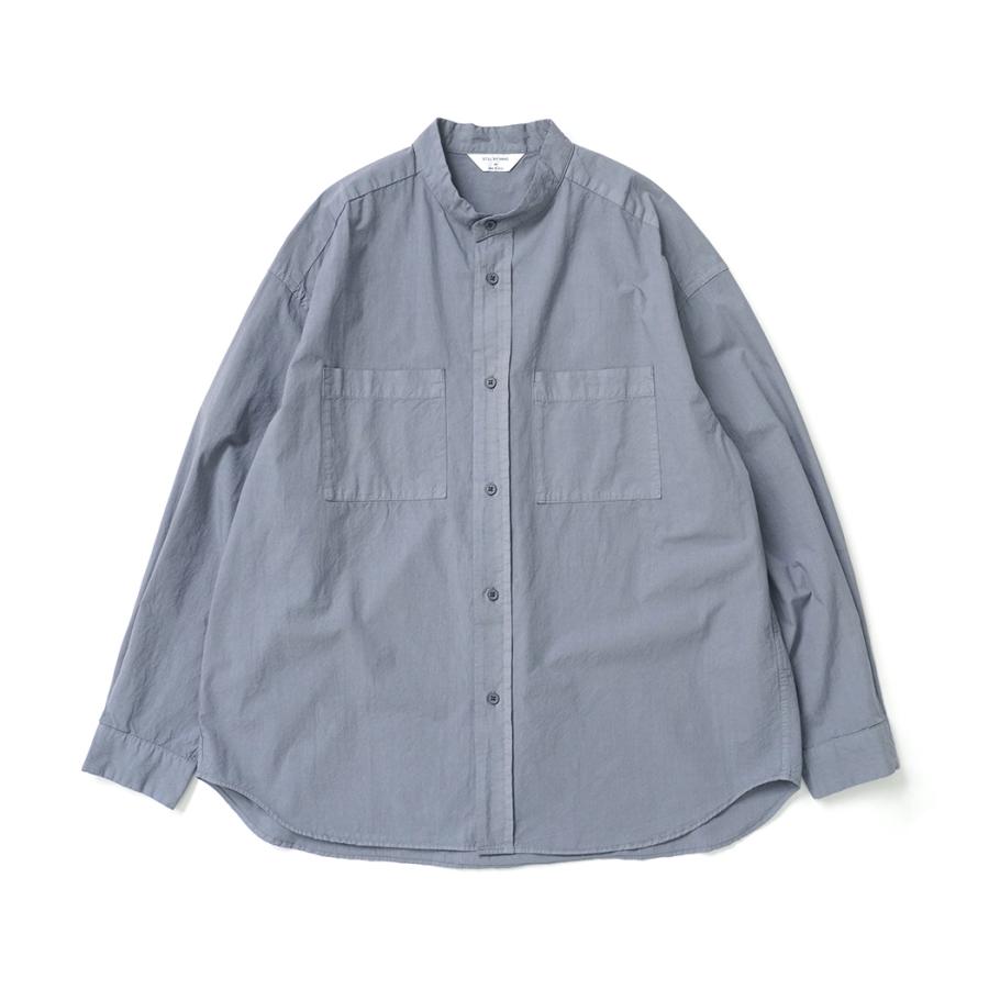 STILL BY HAND スティルバイハンド / SH03263 - SLATE GREY 製品染め バンドカラーシャツ Garment-dye band collar shirt | STILL BY HAND