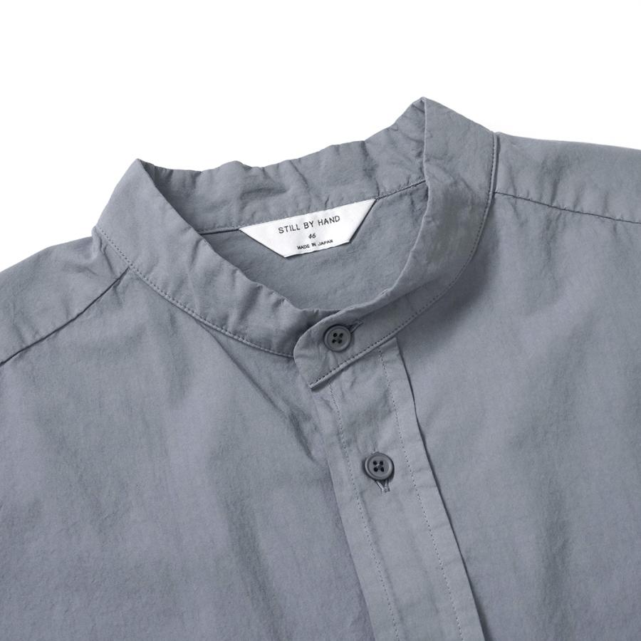 STILL BY HAND スティルバイハンド / SH03263 - SLATE GREY 製品染め バンドカラーシャツ Garment-dye band collar shirt | STILL BY HAND | 02