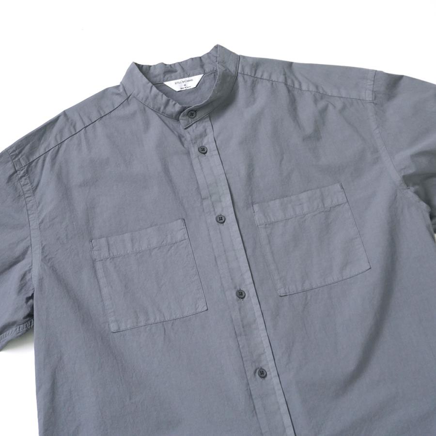 STILL BY HAND スティルバイハンド / SH03263 - SLATE GREY 製品染め バンドカラーシャツ Garment-dye band collar shirt | STILL BY HAND | 03